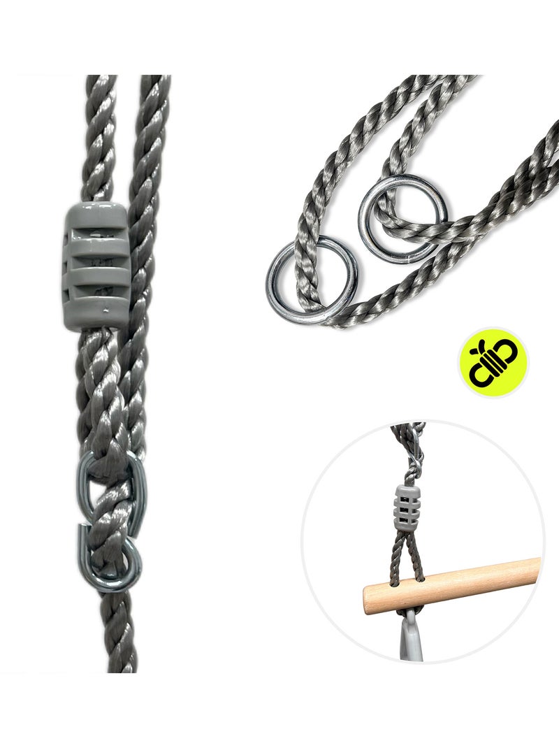 Gymnastiektrapeze voor kinderen met ringen – houten rekstok op touw Grijs - Kiabi
