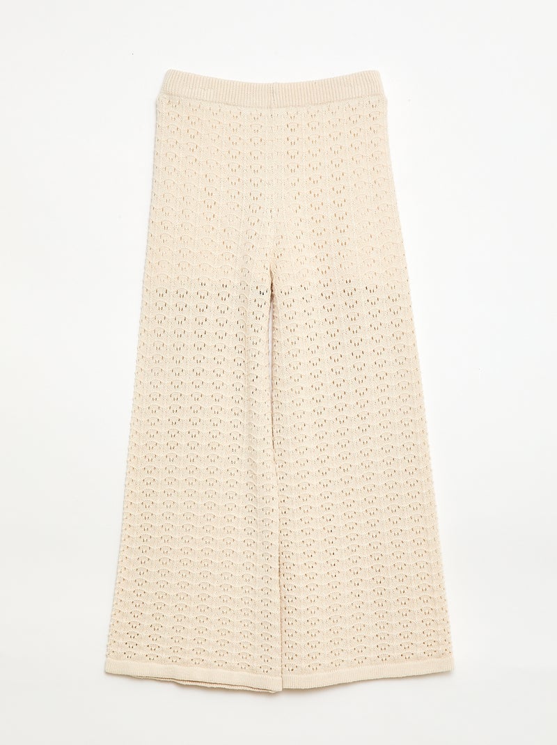 Haakpantalon met uitlopende pijpen / flare model Biege - Kiabi