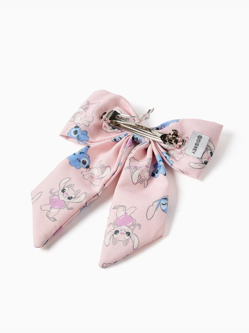 Haarschuifje met strik en Stitch-print Roze - Kiabi
