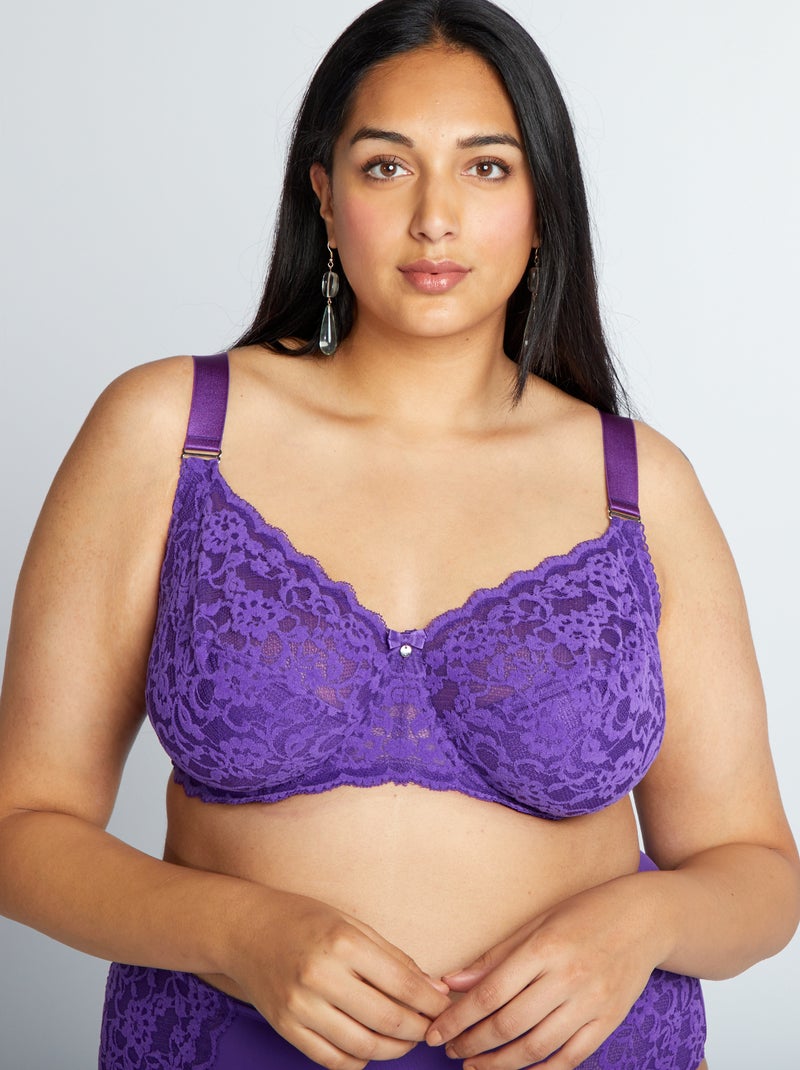 Half-cup beha van kant PAARS - Kiabi