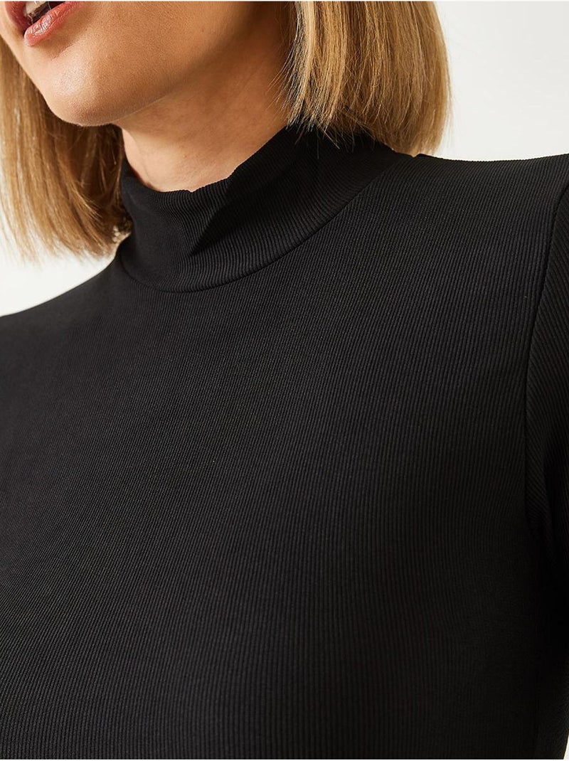 Half turtleneck ottoman stof lange jurk lucci Zwart - Kiabi