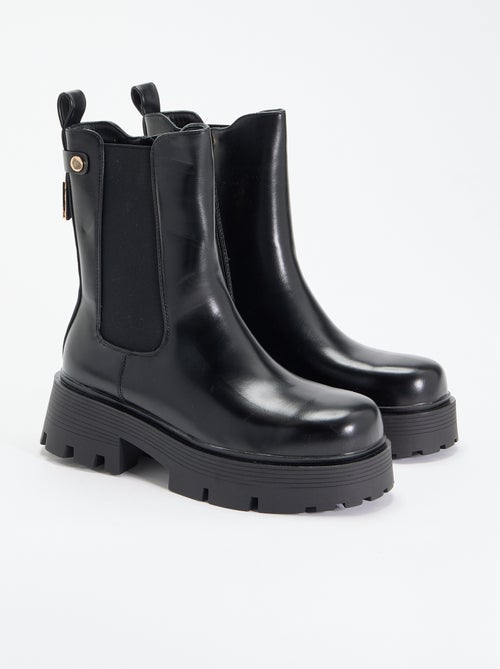 Halfhoge boots van imitatieleer - Kiabi Halfhoge boots van imitatieleer - Kiabi
