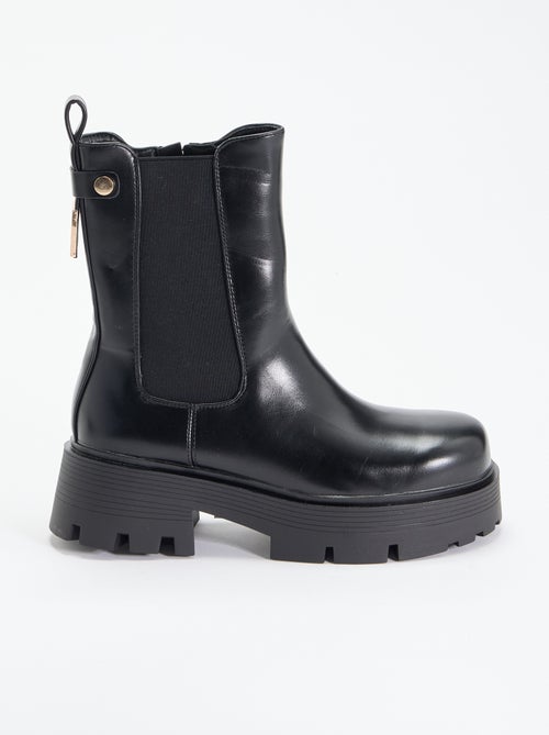 Halfhoge boots van imitatieleer - Kiabi Halfhoge boots van imitatieleer - Kiabi