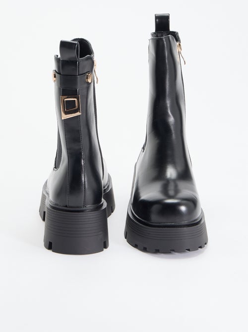 Halfhoge boots van imitatieleer - Kiabi Halfhoge boots van imitatieleer - Kiabi