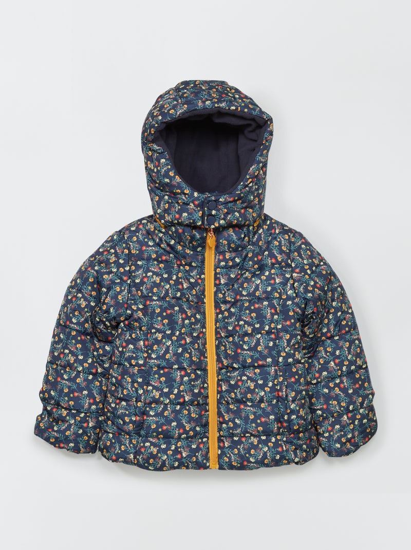 Halflang donsjack met capuchon - marineblauw BLAUW - Kiabi