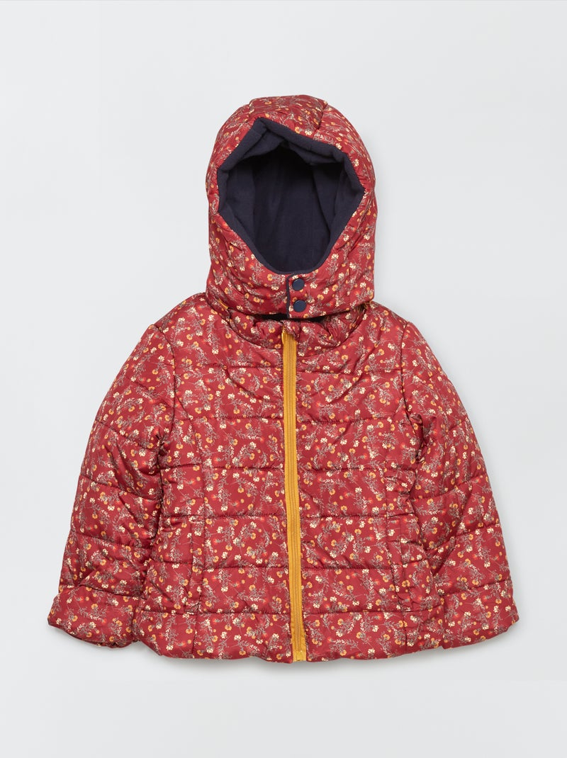 Halflang donsjack met capuchon - marineblauw roze - Kiabi