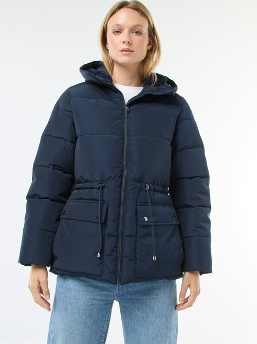 Halflang, gewatteerd donsjack met capuchon - Kiabi