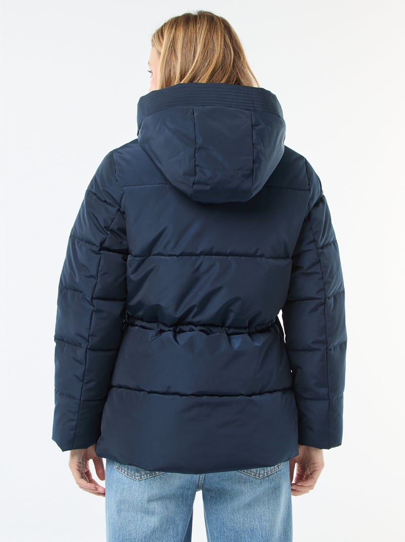 Halflang, gewatteerd donsjack met capuchon Blauw - Kiabi