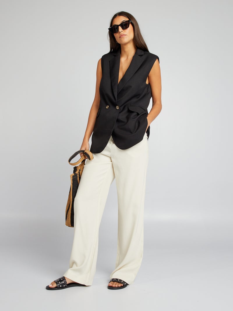 Halflange blazer zonder mouwen zwart - Kiabi