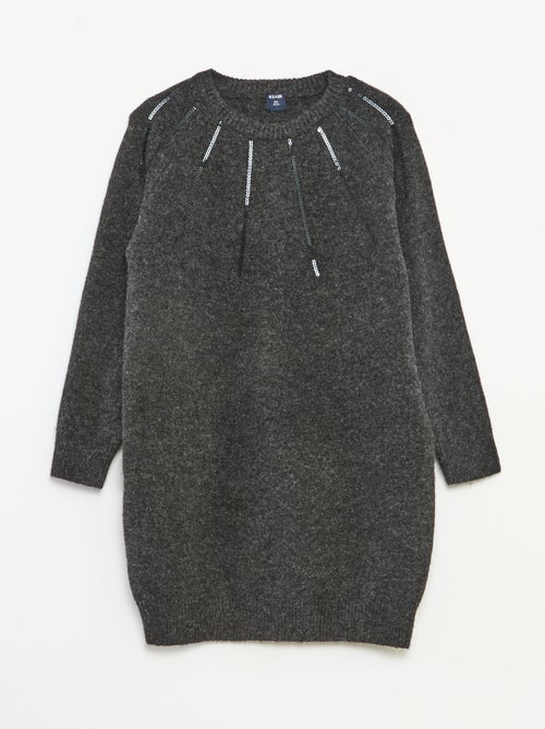 Halflange, gebreide jurk met lovertjes - Kiabi