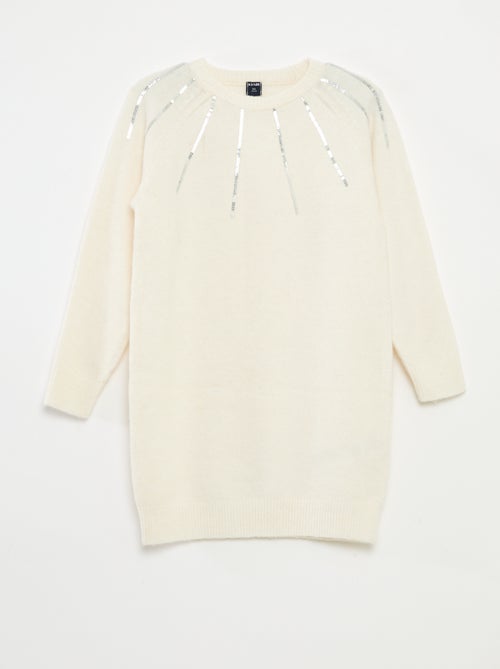 Halflange, gebreide jurk met lovertjes - Kiabi