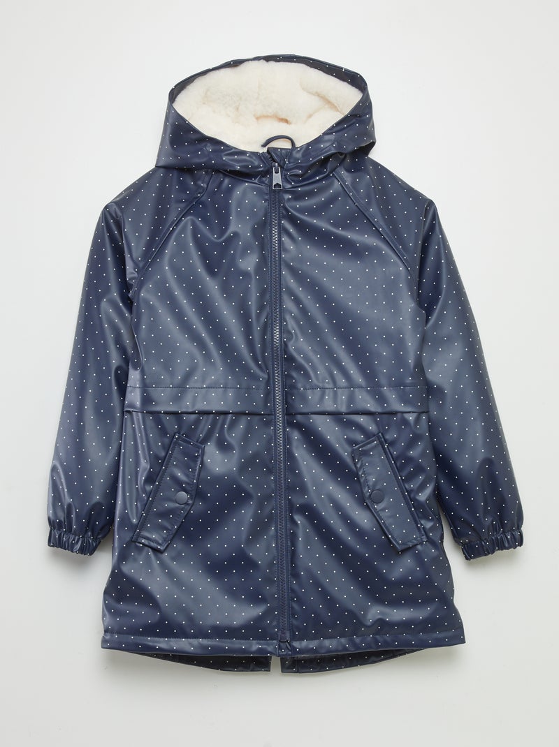 Halflange gevoerde parka met capuchon BLAUW - Kiabi