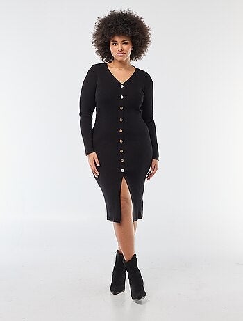 Halflange jurk/vestje van zware ribstof