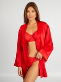 Halflange kimono met satijnglans ROOD - Kiabi