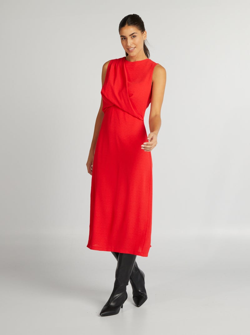 Halflange, mouwloze jurk ROOD - Kiabi