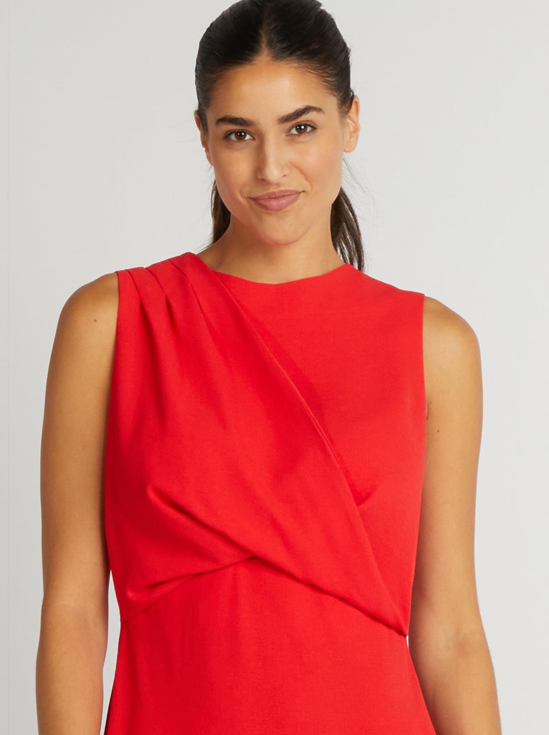 Halflange, mouwloze jurk ROOD - Kiabi