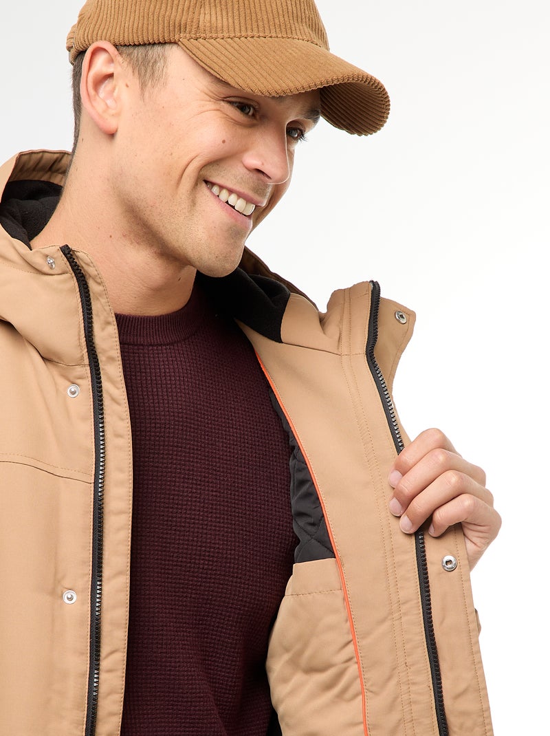 Halflange parka met capuchon Biege - Kiabi