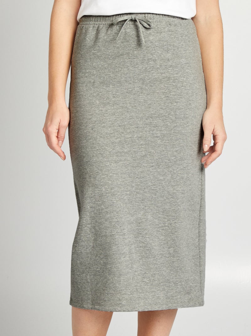 Halflange rok in joggingmodel zwart - Kiabi
