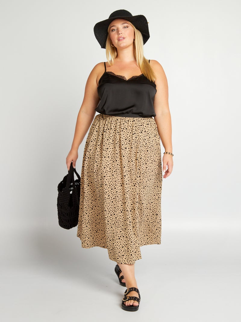 Halflange rok met all-over print BIEGE - Kiabi
