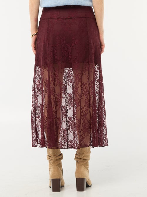 Halflange rok met kant - Kiabi