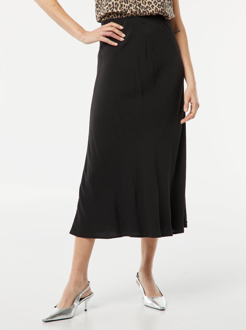 Halflange rok met luipaardmotiefje zwart - Kiabi