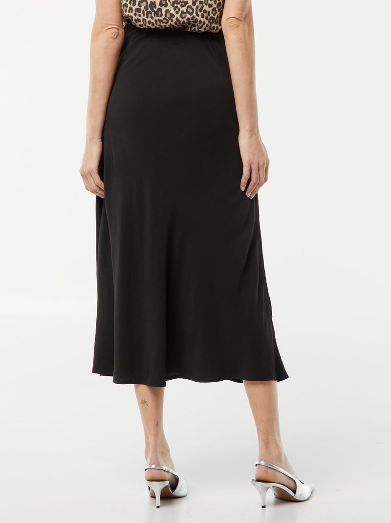 Halflange rok met luipaardmotiefje zwart - Kiabi