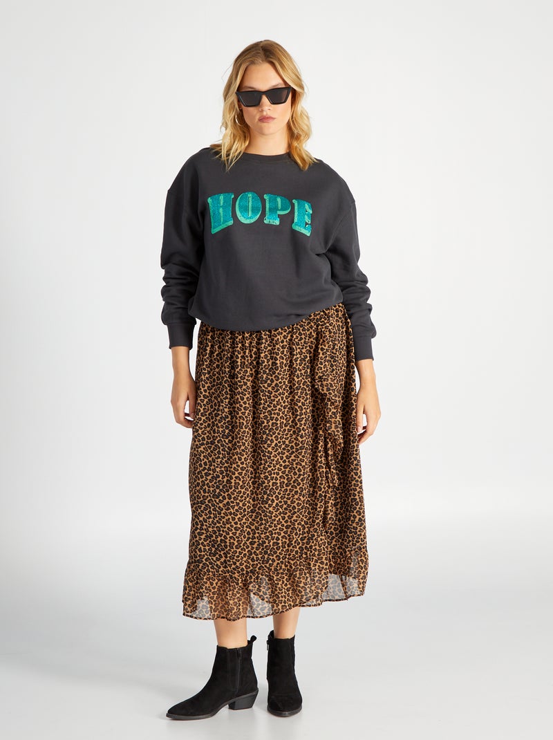 Halflange rok met print BIEGE - Kiabi
