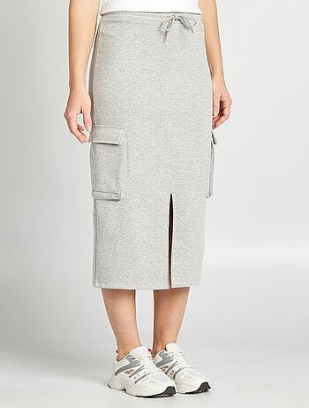 Halflange rok met zakjes in joggingmodel