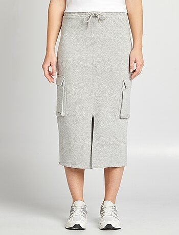 Halflange rok met zakjes in joggingmodel