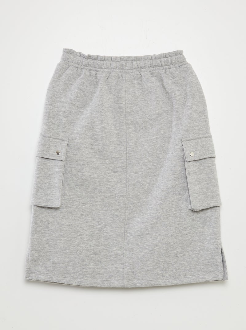 Halflange rok van joggingstof GRIJS - Kiabi