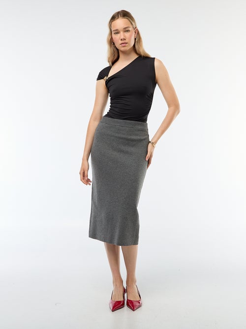 Halflange rok van ottoman-stof - Kiabi