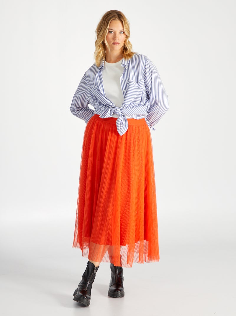 Halflange rok van tule - Only Carmakoma ROOD - Kiabi