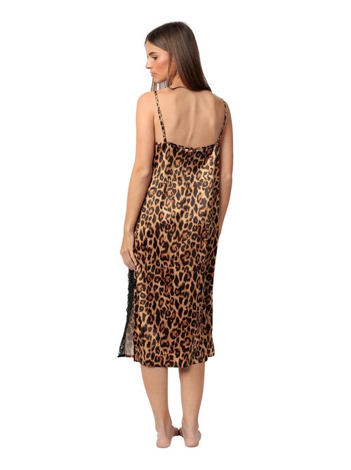 Halflange satijnen nachtpon glam leopard - Kiabi