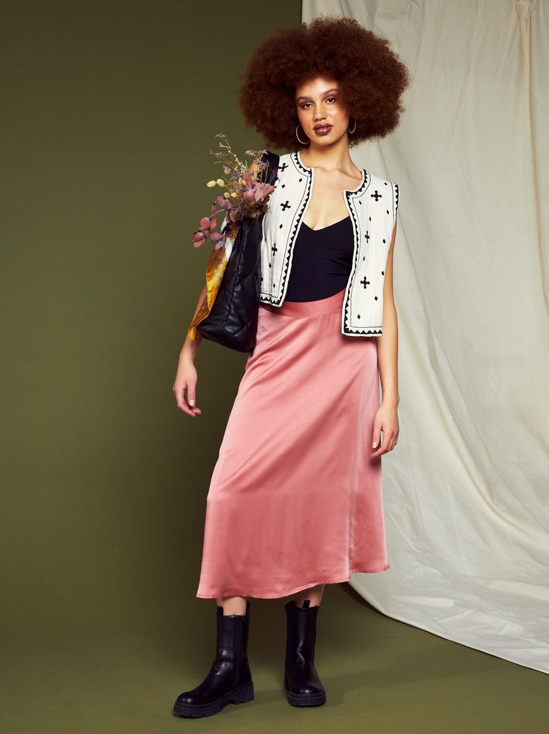 Halflange satijnen rok ROSE - Kiabi