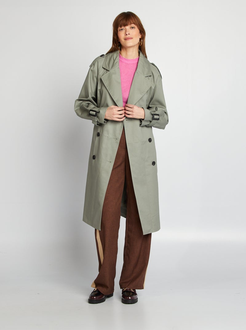 Halflange trenchcoat GROEN - Kiabi