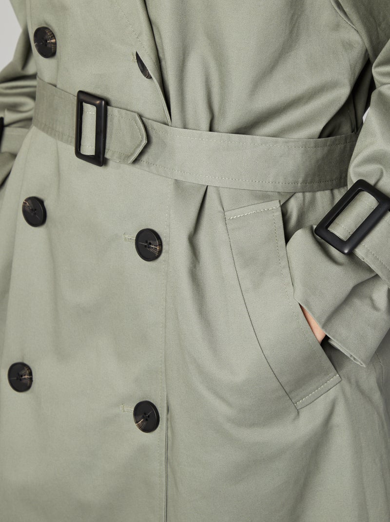 Halflange trenchcoat GROEN - Kiabi