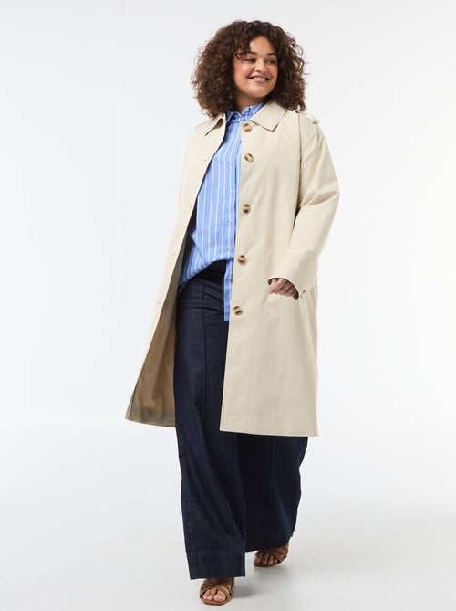 Halflange trenchcoat met overhemdkraag - Kiabi
