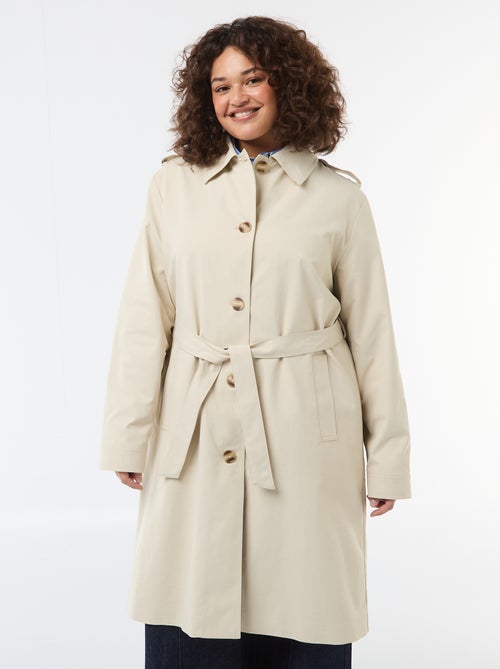 Halflange trenchcoat met overhemdkraag - Kiabi