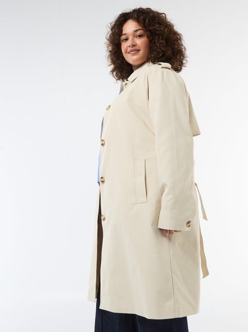 Halflange trenchcoat met overhemdkraag - Kiabi