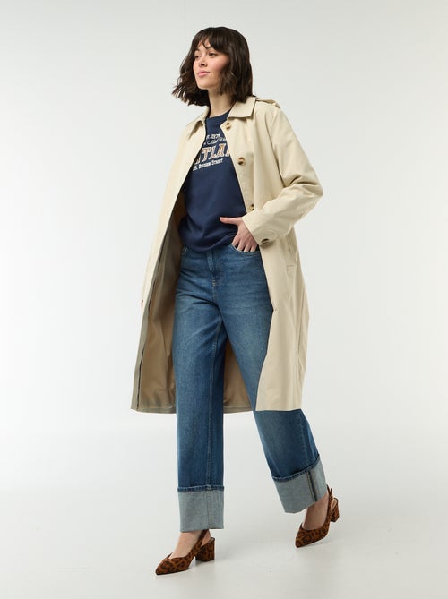 Halflange trenchcoat met puntkraag - Kiabi