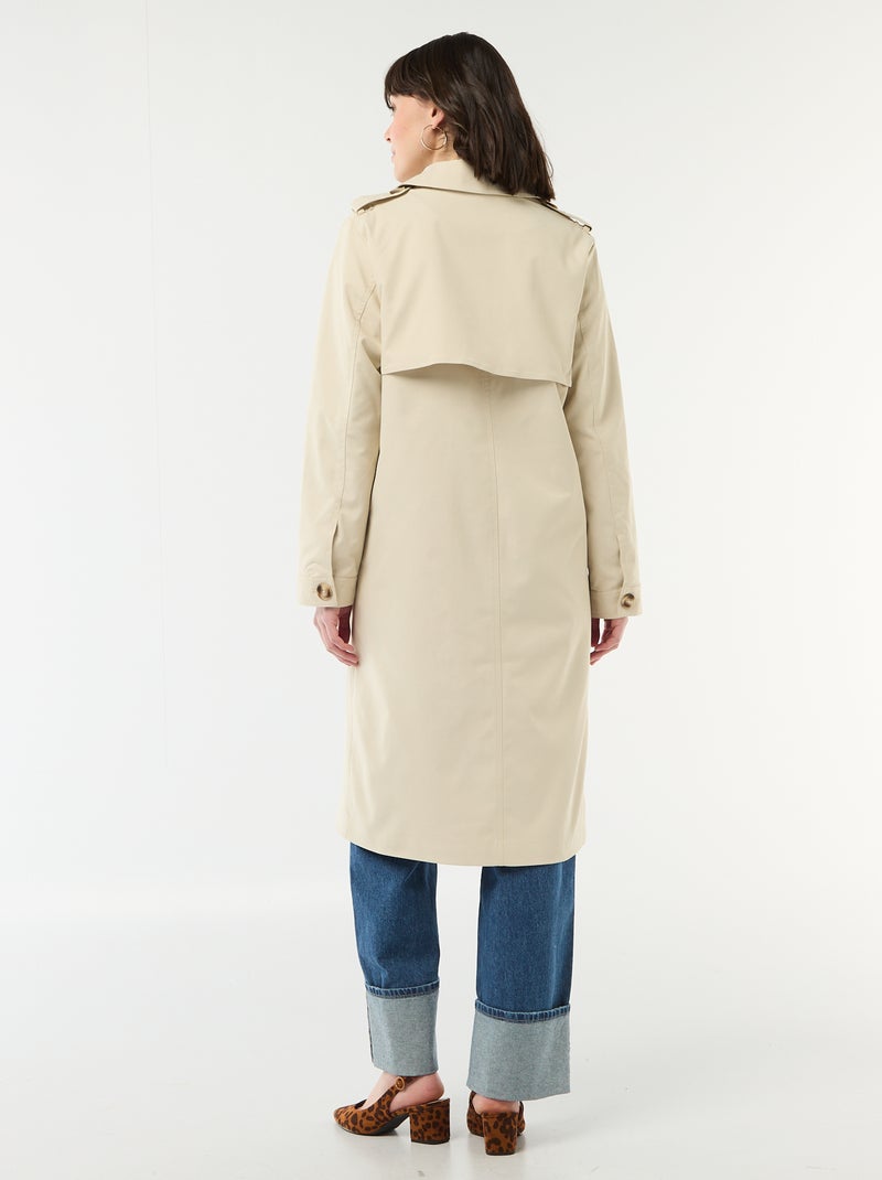 Halflange trenchcoat met puntkraag Biege - Kiabi