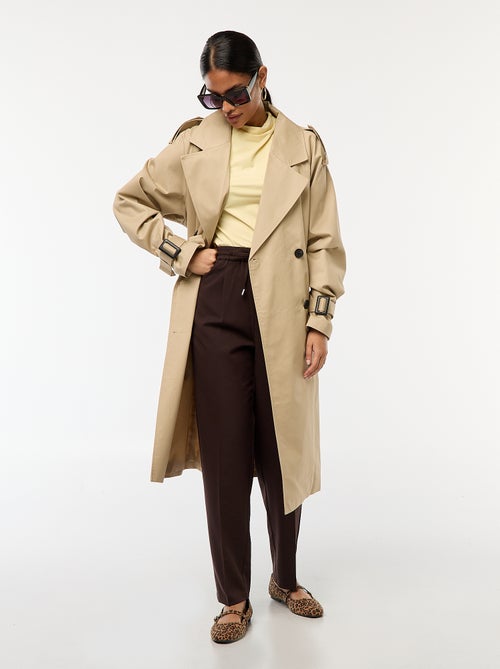 Halflange trenchcoat van dunne stof - Kiabi