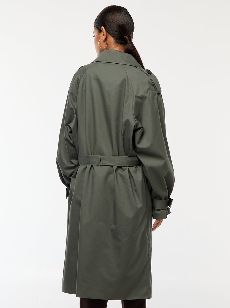 Halflange trenchcoat van dunne stof Groen - Kiabi