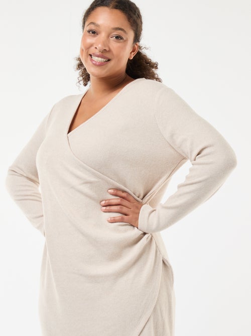 Halflange wikkeljurk van jersey - Kiabi