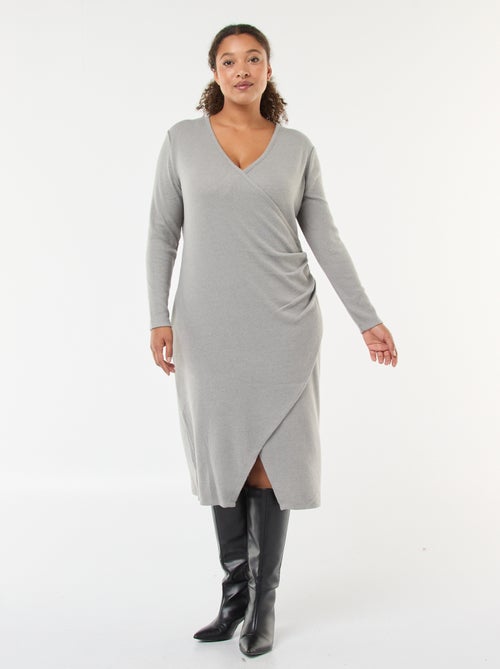 Halflange wikkeljurk van jersey - Kiabi