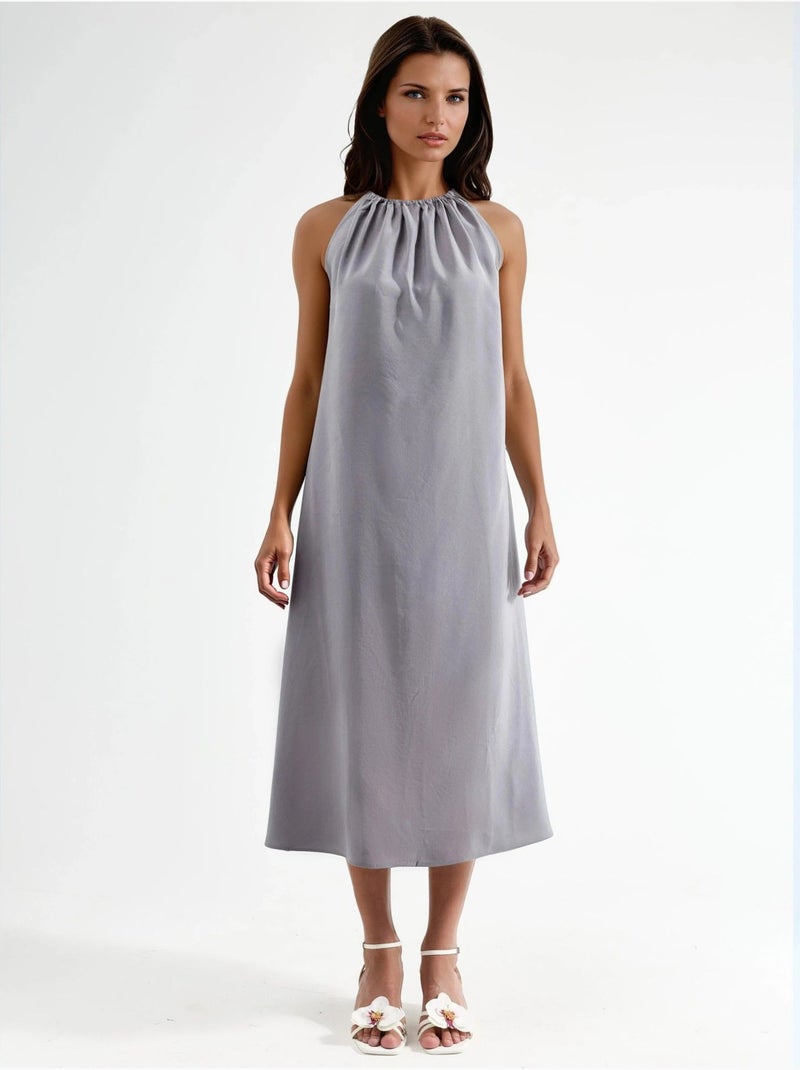 Halter midi-jurk busem Donkergrijs - Kiabi