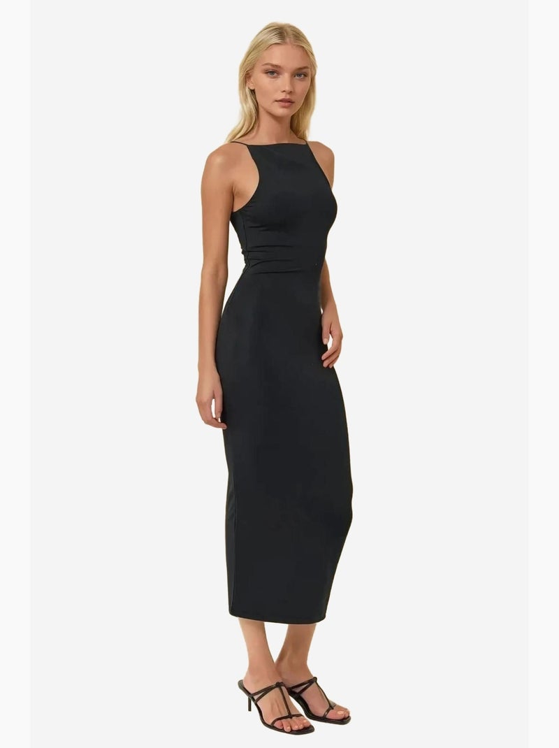 Halterhals bodycon midi-jurk hiccup Zwart - Kiabi