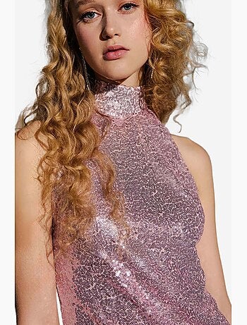 Halterhals bodycon mini-jurk met pailletten hiccup