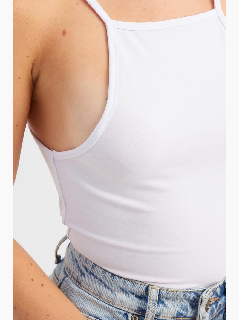 Halterhals katoenen cami-top hiccup Wit - Kiabi