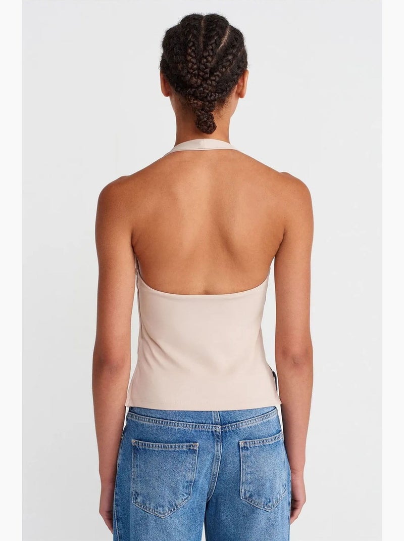 Haltertop met cut-out dilvin Klei-beige - Kiabi